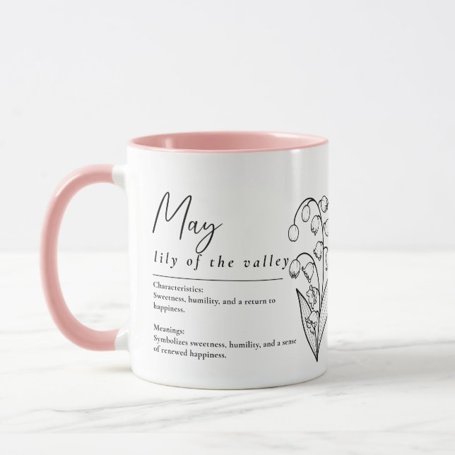 Maj Birth Month Flower Lily of the Valley Minimal Mugg (Vänster)