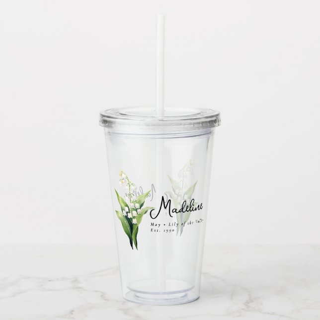 Maj Birth Month Flower Lily Personlig Take Away Mugg (Framsida)