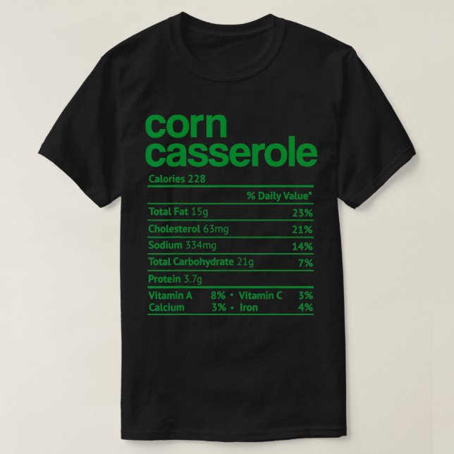 Maj Casserole Nutrition Facts Funny Thanksgiving T Shirt (Design framsida)