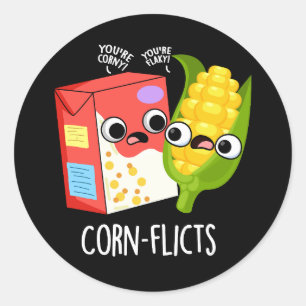 Maj-flict Funny Cornflake Maj Pun Mörk BG Runt Klistermärke