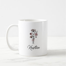 Maj Födelsedagsblomma & Elegant Skriptnamn Kaffemugg