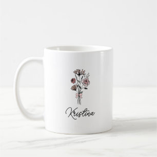 Maj Födelsedagsblomma & Elegant Skriptnamn Kaffemugg