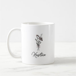 Maj Födelsedagsblomma & Elegant Skriptnamn Kaffemugg