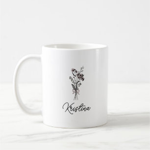 Maj Födelsedagsblomma & Elegant Skriptnamn Kaffemugg
