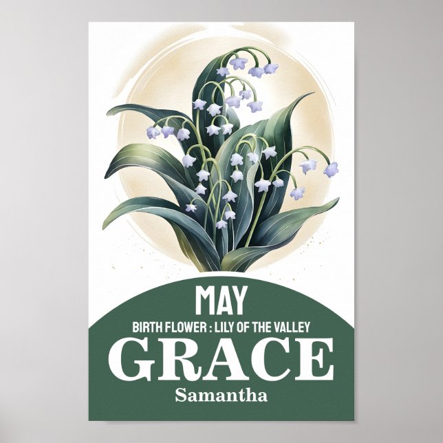 Maj Födelsemånadsblomma Kristen Plantskola Konst Poster (Framsidan)