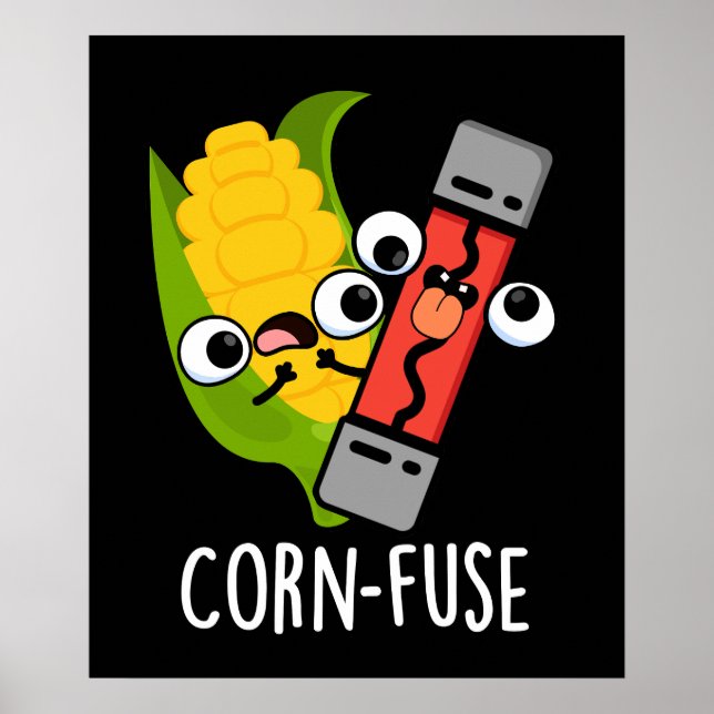 Maj-fuse Funny Confused Pun Mörk BG Poster (Framsidan)