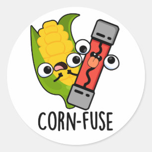 Maj-fuse Funny Confused Pun Runt Klistermärke