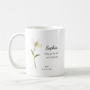 Maj Liljekonvalj Personlig Födelsedag Kaffemugg
