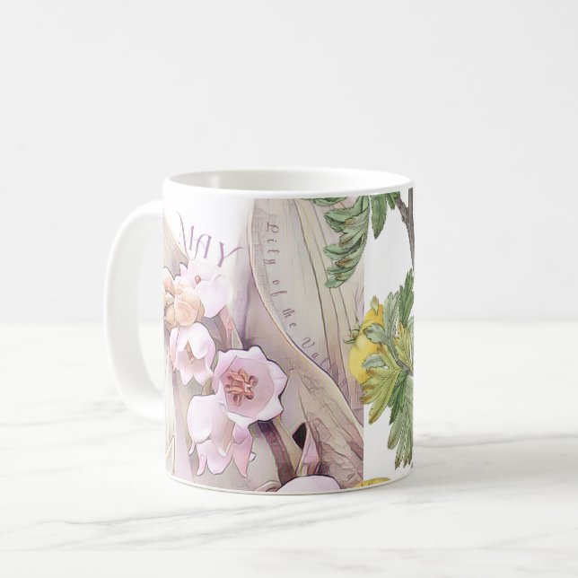 Maj Månad Blomma Liljekonvalj Hagtorn Mugg (Framsida vänster)