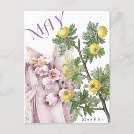 Maj Månad Flower Lily i Valley Hawthorn Finare Vykort