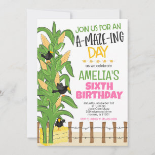 Maj Maze Girl Birthday Inbjudningar