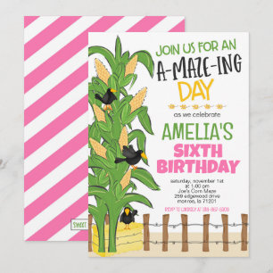 Maj Maze Girl Birthday Inbjudningar