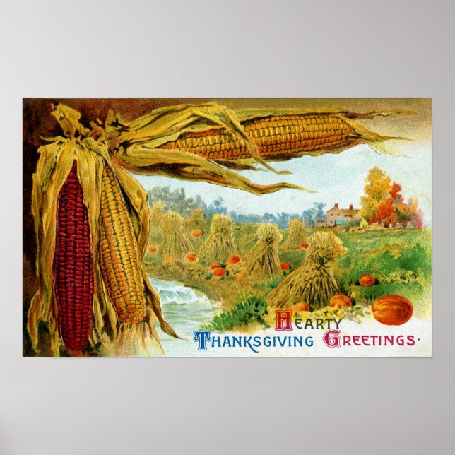 Maj och Pumpkins Vintage Thanksgiving Poster (Framsidan)