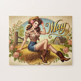 Maj Retro Country Cowgirl Western Pin-Up Pussel