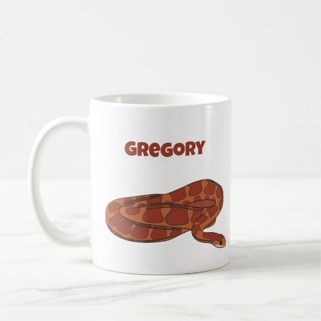 Maj Snake Orange Red Realistic Personlig Kaffemugg (Vänster)