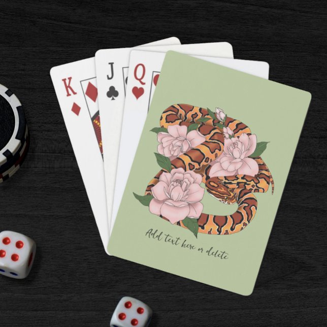 Maj Snake Rosa Flowers Grönt Casinokort (Skapare uppladdad)