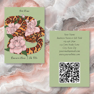 Maj Snake Rosa Flowers Grönt Visitkort