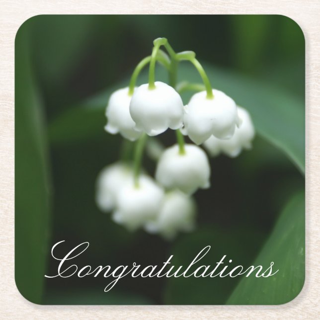 Maj vita liljor underlägg papper kvadrat (Framsidan)