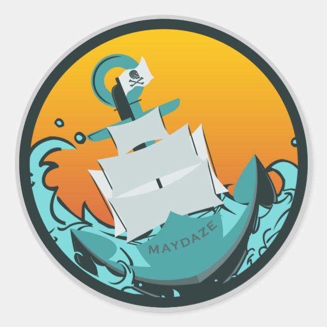 majdaze sjunkande frakt runt klistermärke (Framsida)