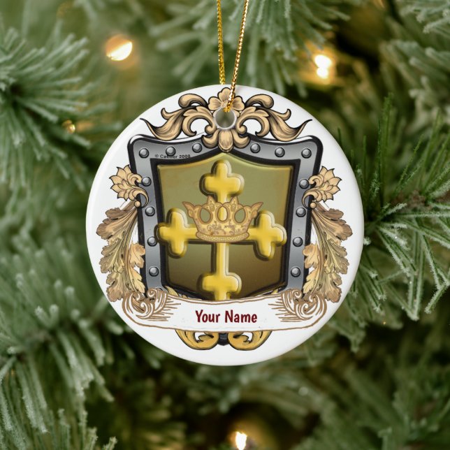 Majestät Family Crest Surname anpassningsbar ornam Julgransprydnad Keramik (Träd)