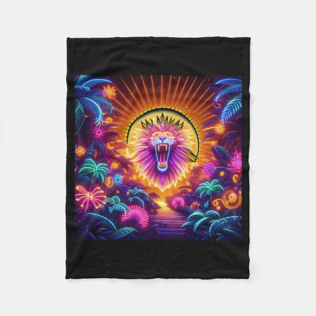 Majestät Lejona Neon Jungle BLANKET Fleecefilt (Framsidan)