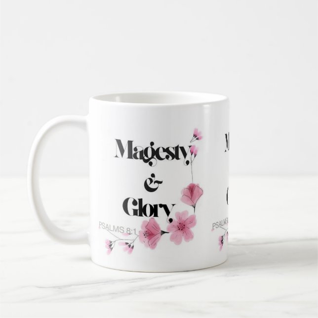 Majestät och gloria, Bible Verse, Bible Quote Kaffemugg (Vänster)