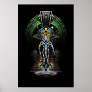 Majestät Trilia Fractal Fantasy Porträtt BLK Poster
