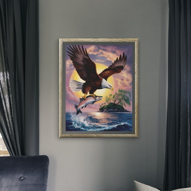 Majestät under flygning: Eagle Soaring Above Fish Poster (Skapare uppladdad)
