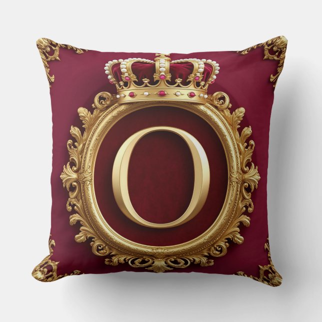 Majestätig gul monogram med krona på kunglig samme kudde (Framsida)
