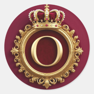 Majestätig gul monogram med krona på kunglig samme runt klistermärke