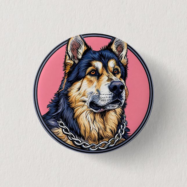 Majestätig hund med djärva färger knapp (Framsida)