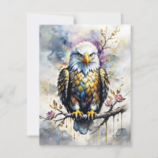 Majestätischer Adler auf goldener Blütenzweig Vykort