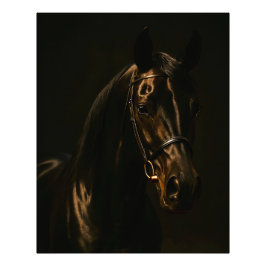 Majestätischer Fuchsbrauner Hengst im Dunkeln Fototryck