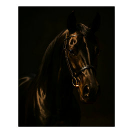 Majestätischer Fuchsbrauner Hengst im Dunkeln Perfect Poster