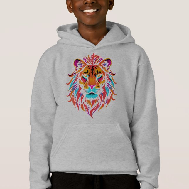 Majestätischer neon Löwe T Shirt (Framsida)