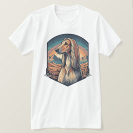 Majestätisk afghansk hund bergsdisk grafisk t-shir t shirt