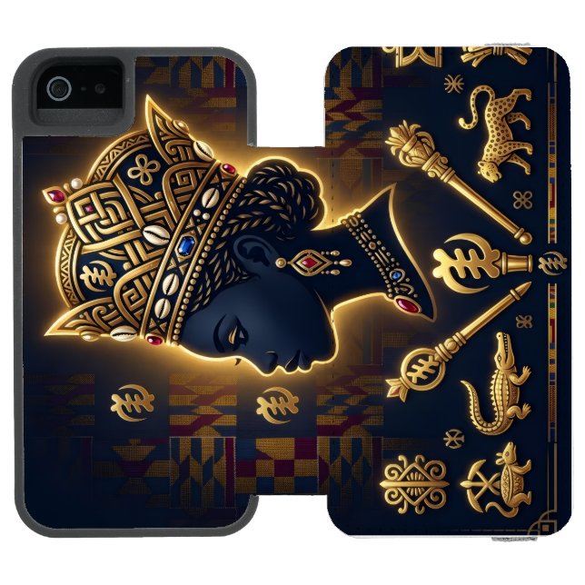 Majestätisk afrikansk drottningporträtt incipio iPhone wallet skal (Folio Öppen)