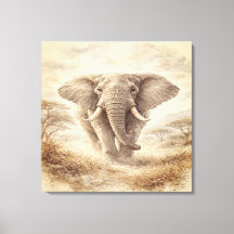 Majestätisk afrikansk elefant akvarellillustration