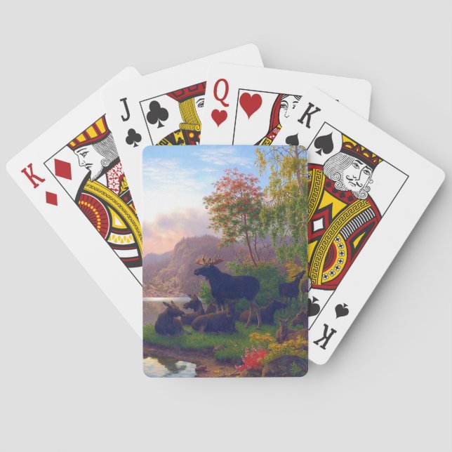Majestätisk älg i en svensk höstlandskapscamp casinokort (Baksidan)