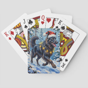 Majestätisk Belgisk Vallhund Snöskog Jul Casinokort