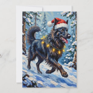 Majestätisk Belgisk Vallhund Snöskog Jul Julkort