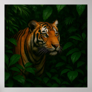 Majestätisk Bengalisk Tiger Djungel Porträtt Vilda Poster