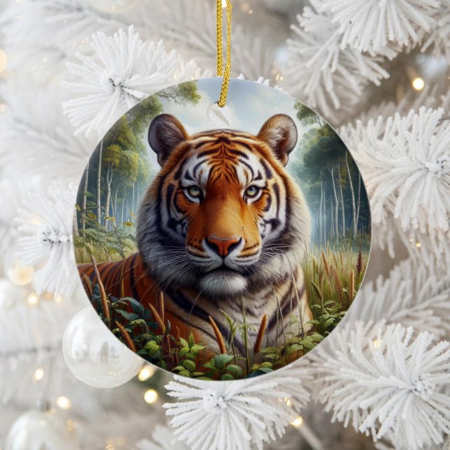 Majestätisk Bengalisk Tiger- Minnessak Julgransprydnad Keramik (Skapare uppladdad)
