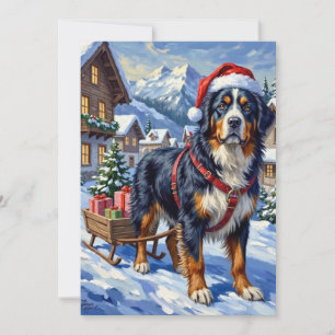 Majestätisk Bernese Mountain Dog Alpin jul Julkort