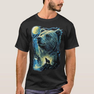 Majestätisk Björn Under Månsken Vilda Djur Konst T Shirt