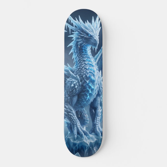 Majestätisk blå isdrake  mini skateboard bräda 18,5 cm (Framsida)
