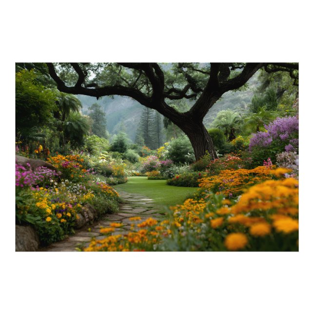 Majestätisk blomsterträdgårdsgång fototryck (Framsidan)