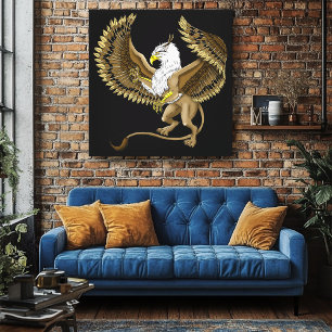 Majestätisk Brun Fantasy Griffin Mytisk Gryphon Canvastryck