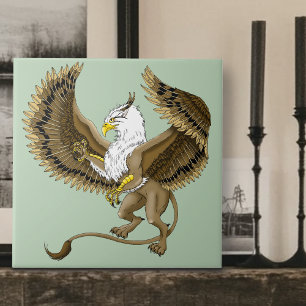 Majestätisk Brun Fantasy Griffin Mytisk Gryphon Kakelplatta