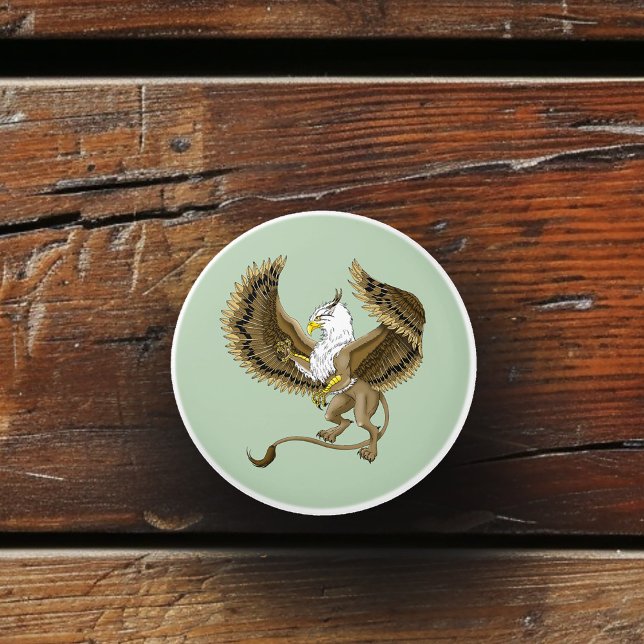 Majestätisk Brun Fantasy Griffin Mytisk Gryphon Knopp (Skapare uppladdad)